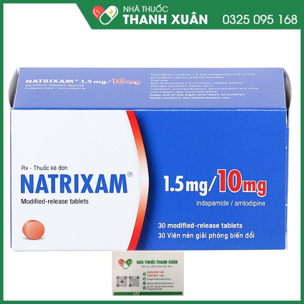 Natrixam 1.5mg/10mg - Thuốc điều trị tăng huyết áp (6 vỉ x 5 viên)